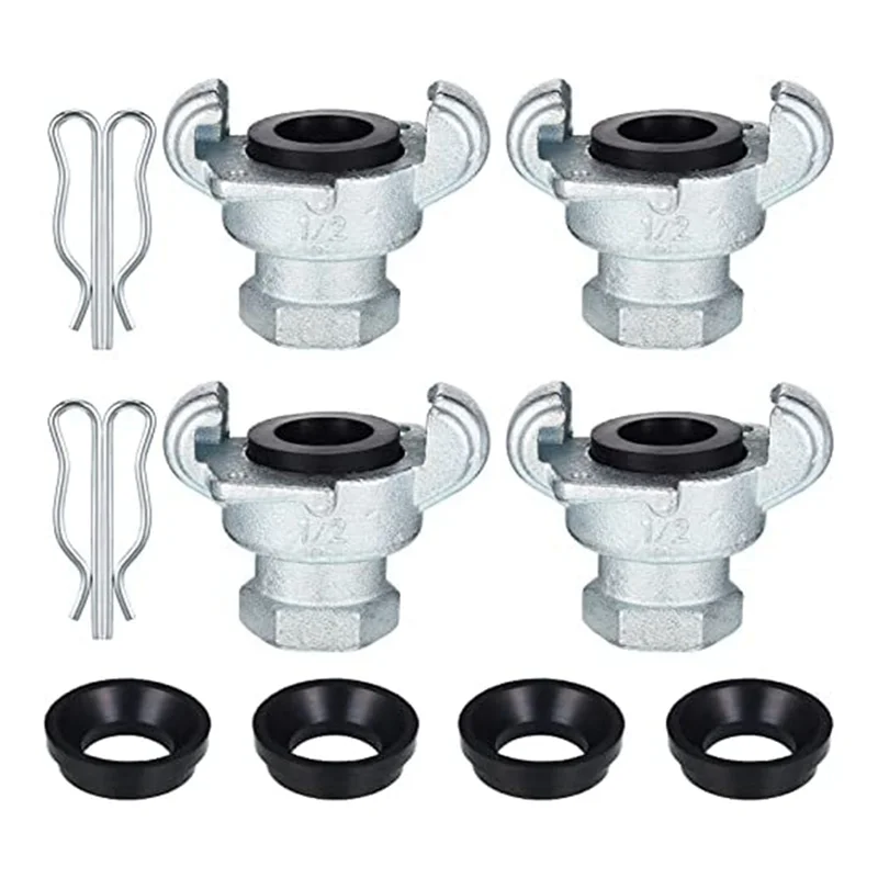 

4 Sets 1/2inch NPT Iron Air Hose Fitting 2 Lug Universal Coupling Chicago Fitting for Male End