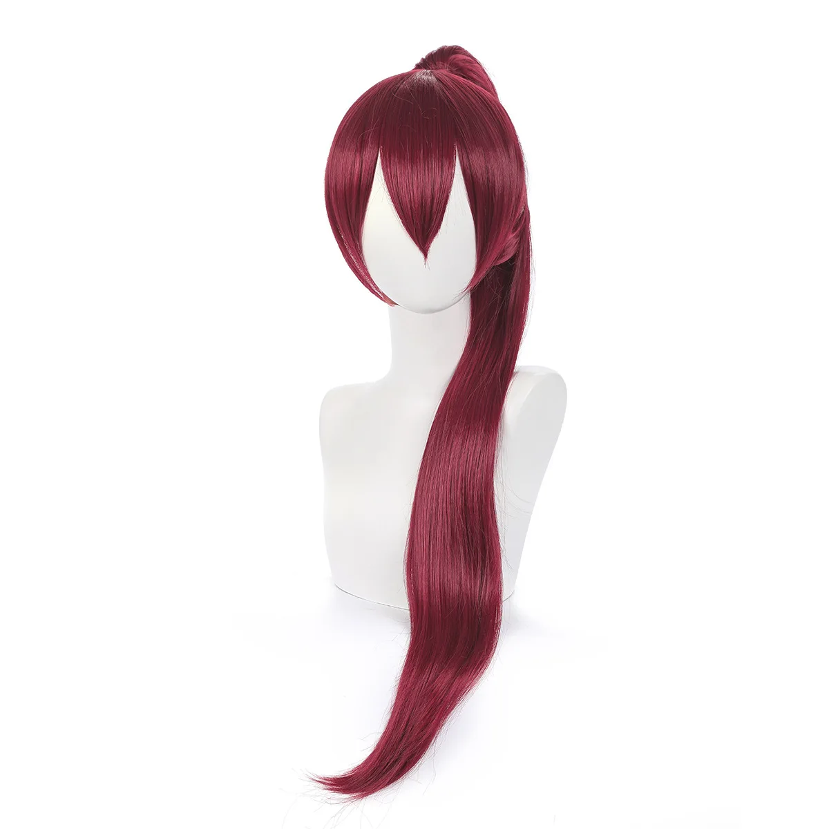 Cola de Caballo larga sintética para mujer, peluca de Cosplay de color rojo oscuro, disfraz de fiesta, pelo de fibra resistente al calor, Anime, Halloween, uso diario