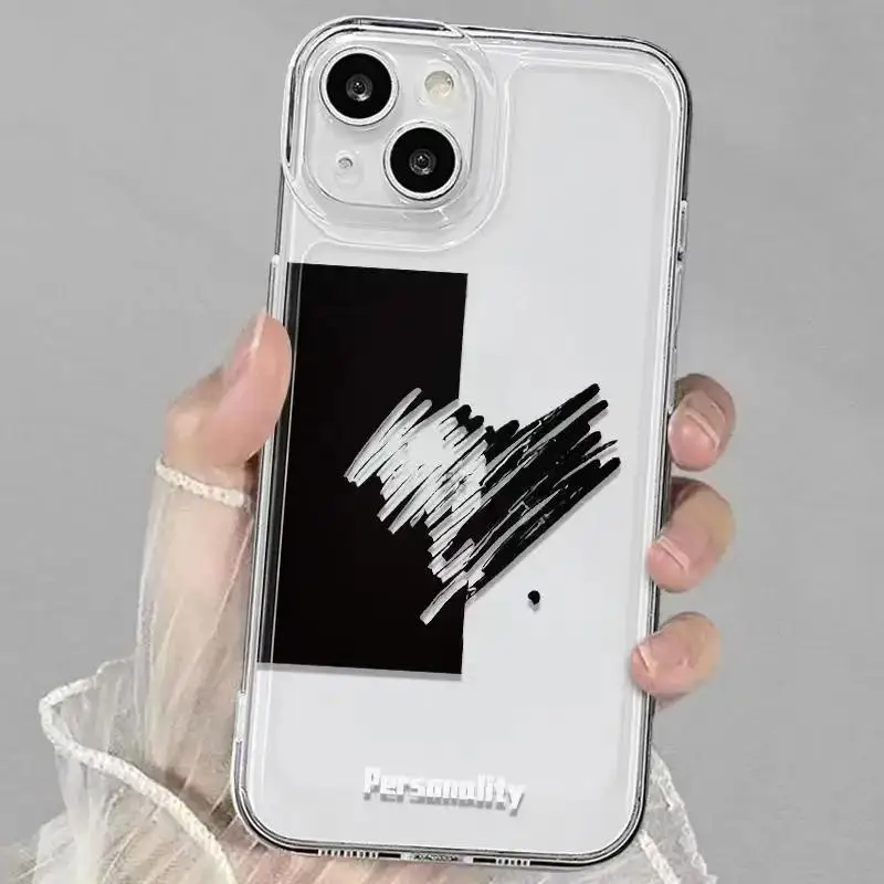 Coque de téléphone d'amour de personnalité pour iPhone, coque transparente pour iPhone 16, 15, 14, 13, 12, 11 Pro, XS MAX, 7, Poly, 8, 7 Plus