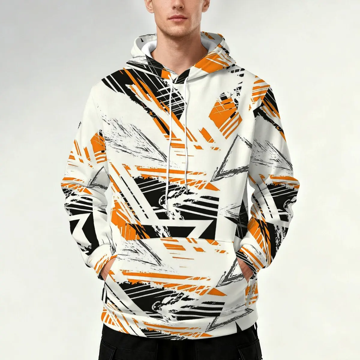 

Мужская осенне-зимняя толстовка с капюшоном и завязками, с геометрическими креативными узорами, повседневная, теплая и модная в уличном стиле