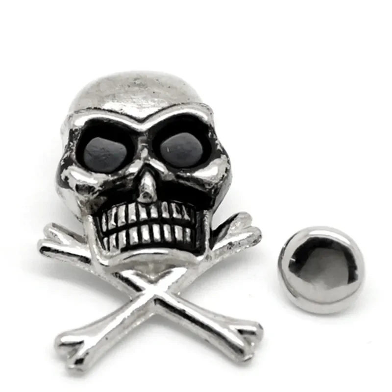 50Sets Antique Silver Tone Punk Skull Crossbone Spike Garment Rivets Studs Spots Sewing Bags Shoes Wholesale 24x17mm 7mm