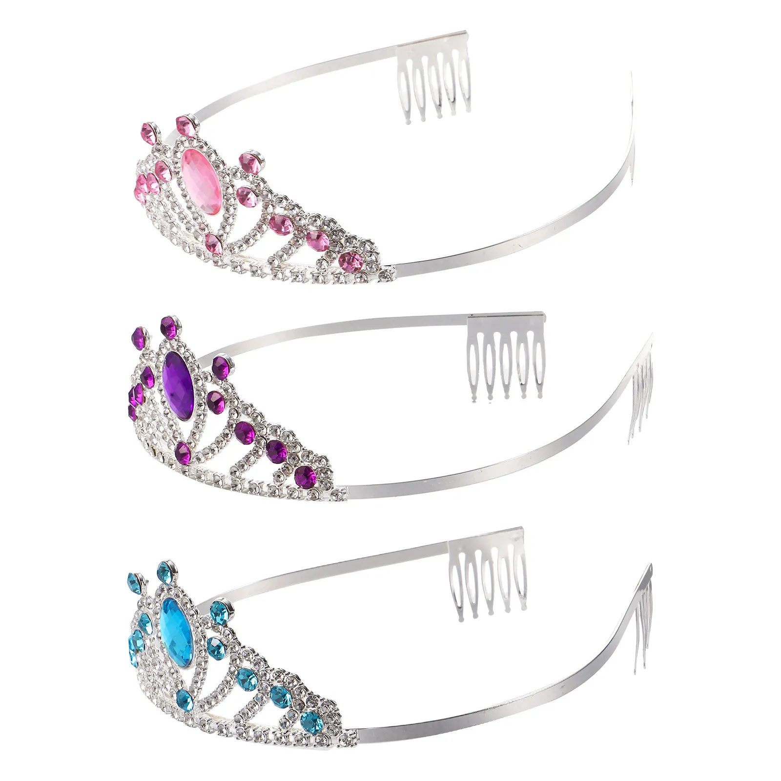 

Набор из 3-х коронных повязок на голову со стразами, тиара, праздничный головной убор, элегантные аксессуары для волос из сплава, украшения для волос