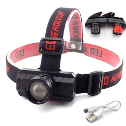 USB rechargeable LED headlamp head lamp light zoom Lamp night lighting camping Torches powerful frontal flashlight adjustable