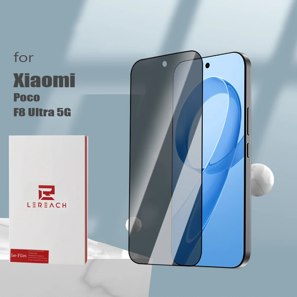 

For Xiaomi Poco F8 Ultra 5G 2 pcs LeReach CF Privacy Tempered Glass With Dust-Free High Sensitivity VistaGuard Screen Protector