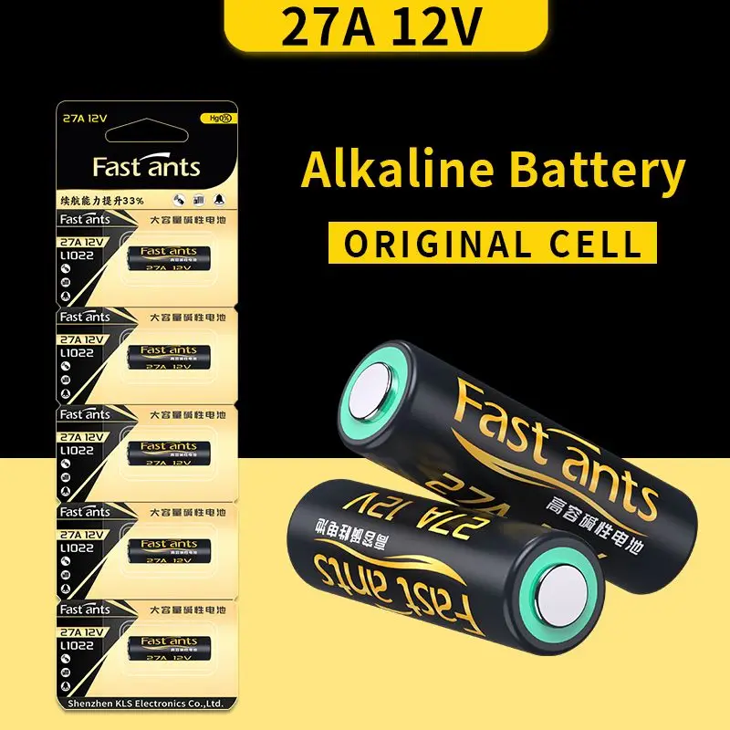 Original 27A 12V Alkaline Battery A27 V27GA MN27 GP27A L828 High Voltage for Garage Door Doorbell Alarm Electric Toys Car Remote