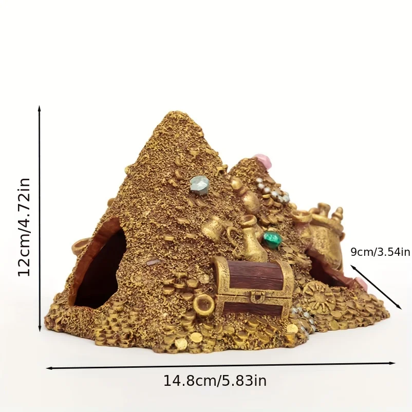 Aquarium Decoration Fish Shrimps Shelter House Fish Tank Golden Mountain Ornament Pottery Scorpion House Canister Decor