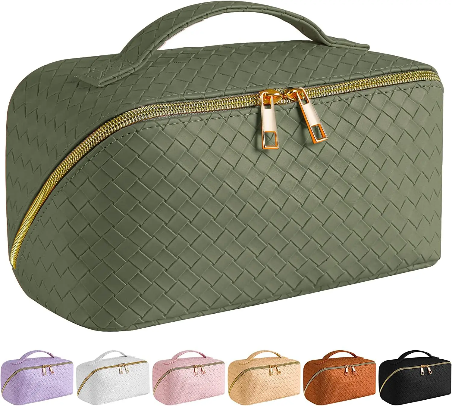 

Travel Cosmetic Bag Women Makeup Bag Portable Leather Waterproof Toiletries Beauty Pouch Bathroom Make Up Storage Organizer