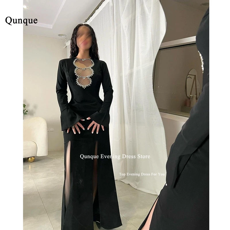 

Qunque Chic Customized Mermaid Evening Dresses for Girls Plus Size High Quality Crystals Party Gowns Split Vestidos De Fiesta