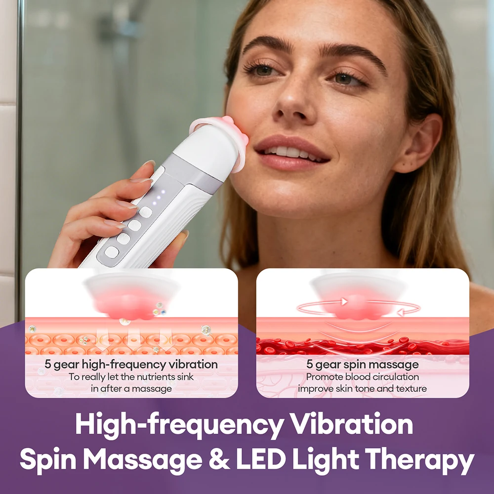 ชาร์จ CO2 ออกซิเจน Bubble เครื่อง 7 สี LED Photon Facial Exfoliate Skin Care ปากกาการสั่นสะเทือนทําความสะอาดลึกอุปกรณ์ความงาม