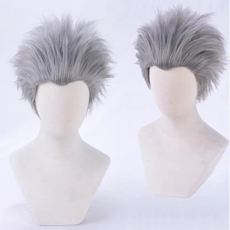 

Anime Vergil Cosplay Wig Short Silver Grey Slicked-back Hair Heat Resistant Synthetic Hair Wigs