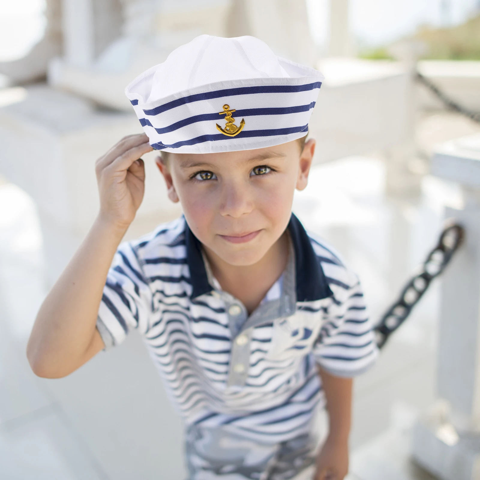 

2pcs Sailor Hat White Flat Top Captain Hats for Women Men Outdoor Sunshade Pirate Hats Accessories