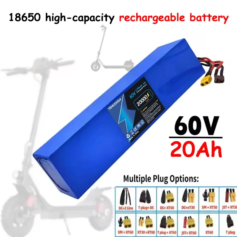 

Batterie Électrique 60V 16s4p 20000mAh 1000W, BMS 50A Intégré + Chargeur 20Ah 60V Batterie Lithium-ion