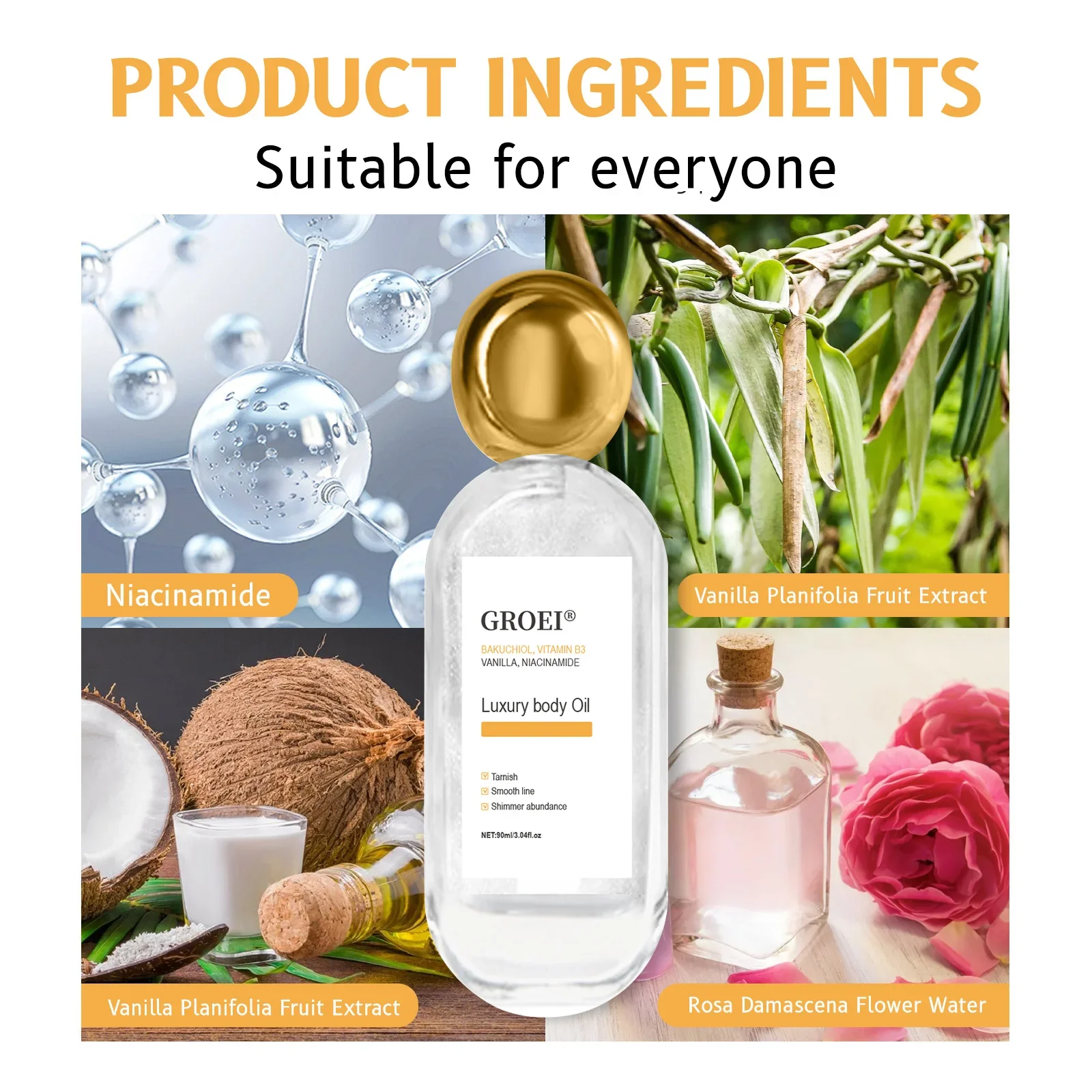 90ML Body Shimmer Oil Liquid Highlighter Body Contour Brightening Makeup Long Lasting Whitening Sequin Moisturizing Highlight