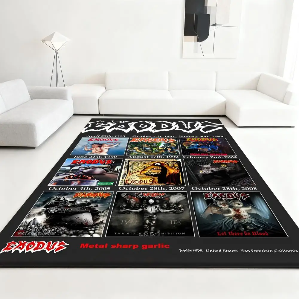 

Heavy Rock Band-E-Exoduss Floor Mat Soft Thickened Absorbent Non-Slip Bedroom Living Room Door Mat Home Decor Flannel Rugs