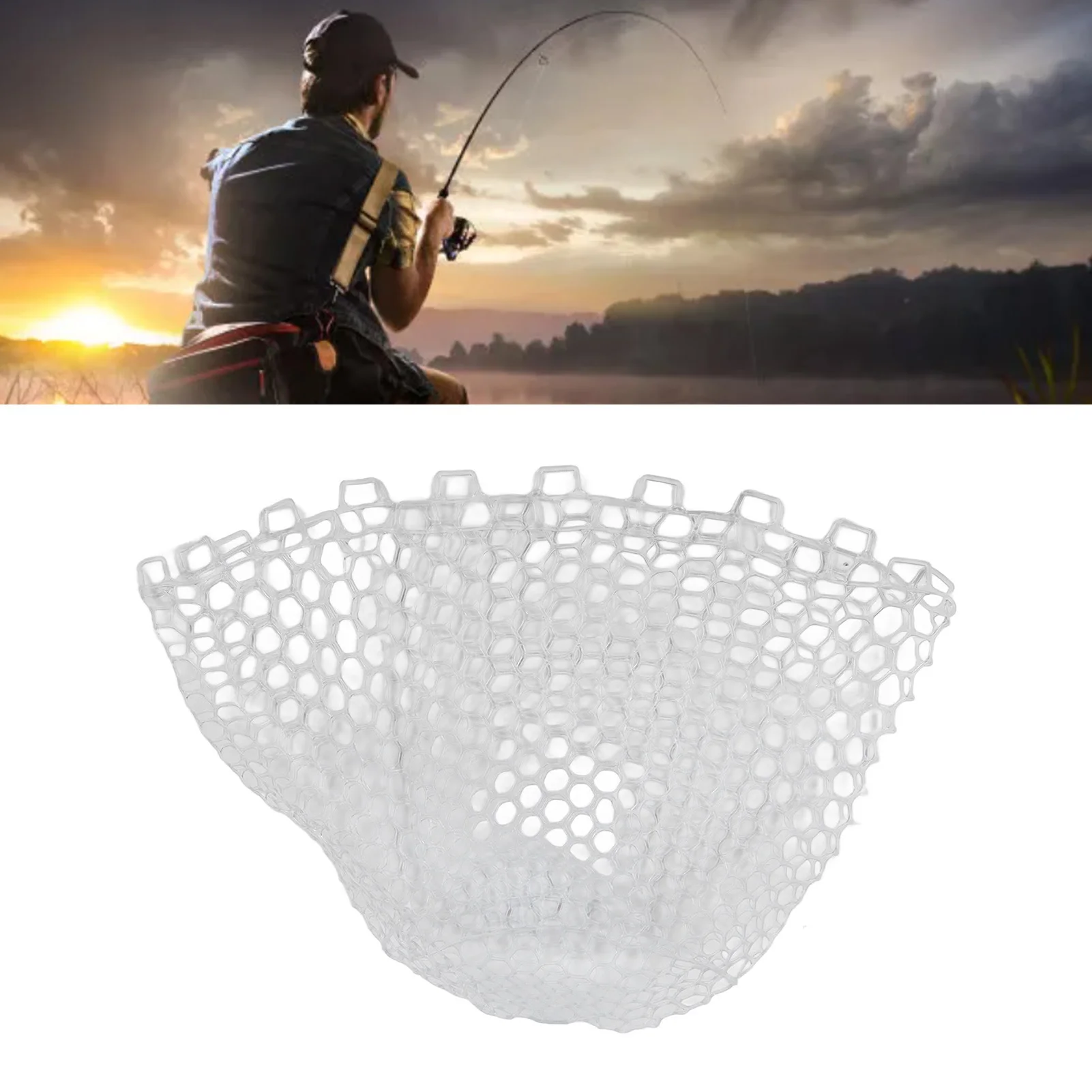 Portable Foldable Fly Fishing Net Clear Rubber Landing Net Replaceable White Net Depth 47cm Outdoor Fishing Tackle - view 2