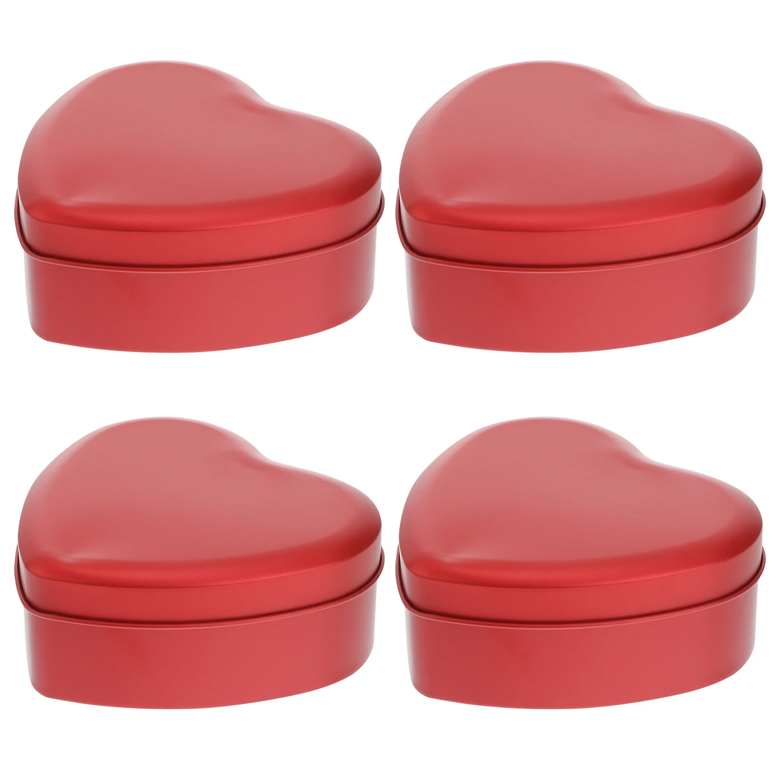 

4pcs Red Heart Shape Tinplate Candy Box Wedding Gift Container Craft Storage Jar For Party Favor Decorations Sweet
