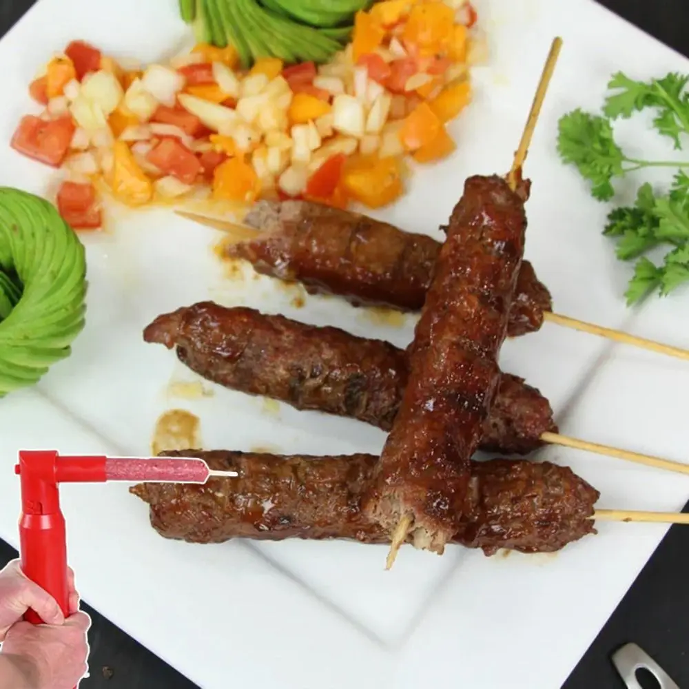 Plastic Kebab Maker Portable Easy Manual Meat Sausage DIY Skewer Tool Kebab Press Maker Grilling and BBQ
