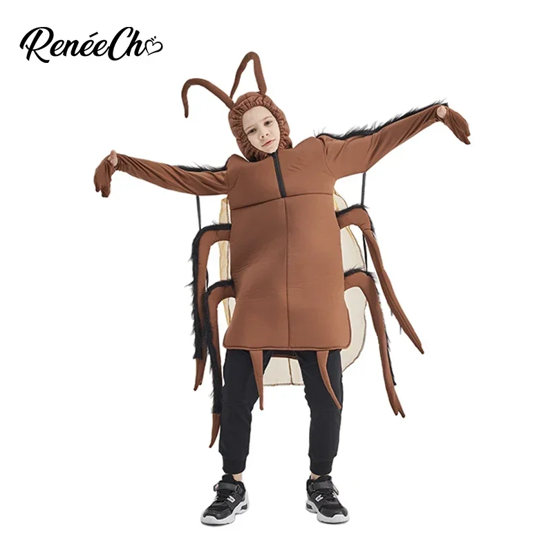 Reneecho Kids Kakkerlak Kostuum Halloween Kostuum Voor Jongens Insect Cosplay Grappige Dieren Cosplay Voor Purim