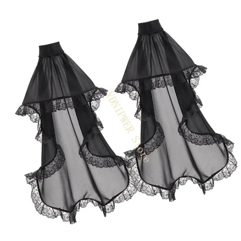 Femmes Victorien Long Tulle Gants Gothic Sleeves détachables Cosplay Halloween Renaissances médiévales Costumes Accessoires D08E