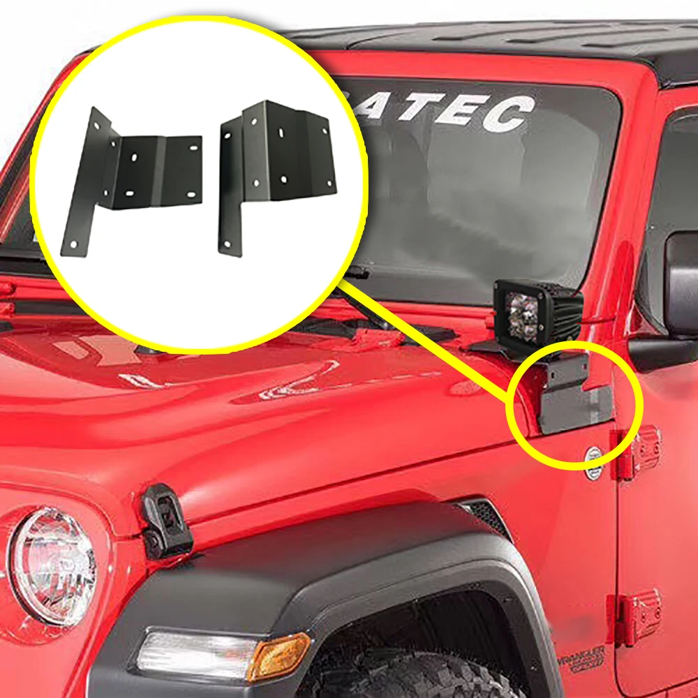

Lantsun JL1055-3 A-pillar Fixed Bracket Off-road Modified Engine Cover Auxiliary Spotlights Holder for Jeep for Wrangler JL2018+
