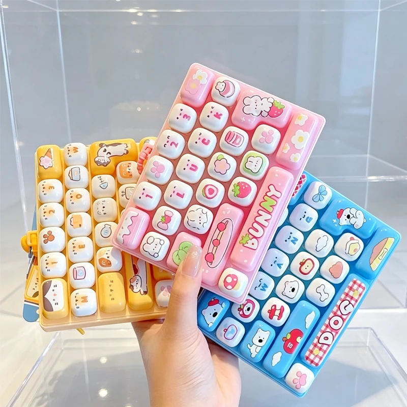 26Grid Keycap Clicker Anti Stress** Fidget Keyboard Keychain Decompression Button Cartoon Hand Relax Party Favor Gift 26구 키캡 키링