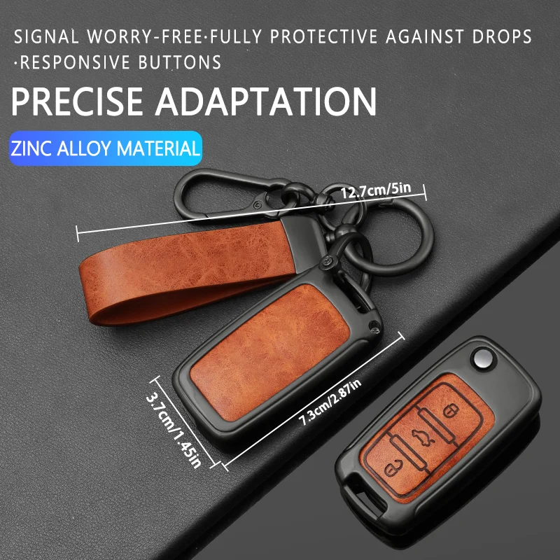 Alloy Leather Car Remote Key Case Cover for VW Volkswagen Polo Tiguan Passat B5 B6 B7 Golf 4 5 6 MK6 Jetta Lavida Accessories view 4