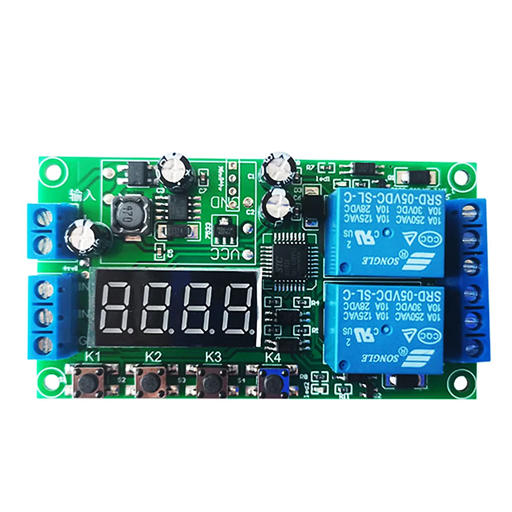 YF-7 Upgrade AC 220V Dual Channel Delay Relay Module Control Switch 12V 24V Multifunctional Pulse Trigger Cycle Timer 0.01s-999m