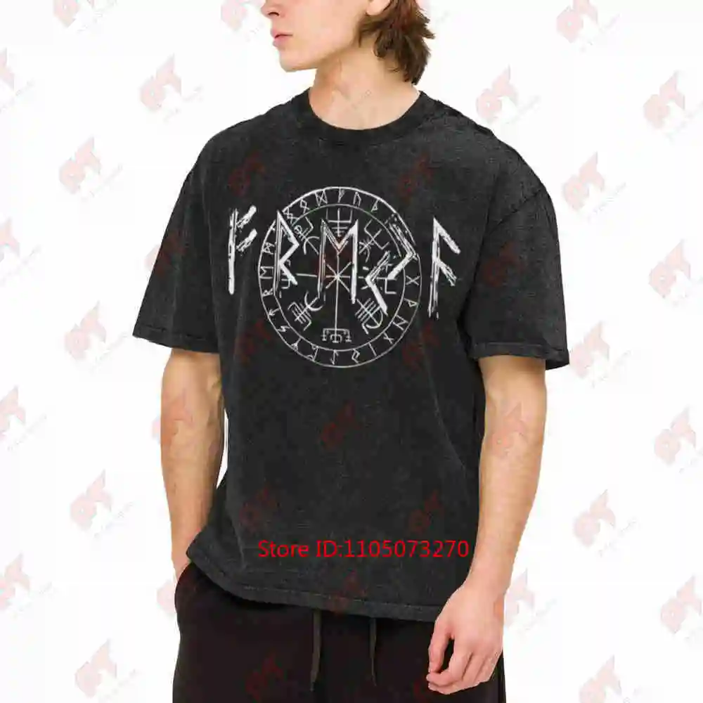 Schildmaiden Expresser Freyja Rune Wikinger Symbolik Vintage Washed Tee Pure Cotton T-Shirt