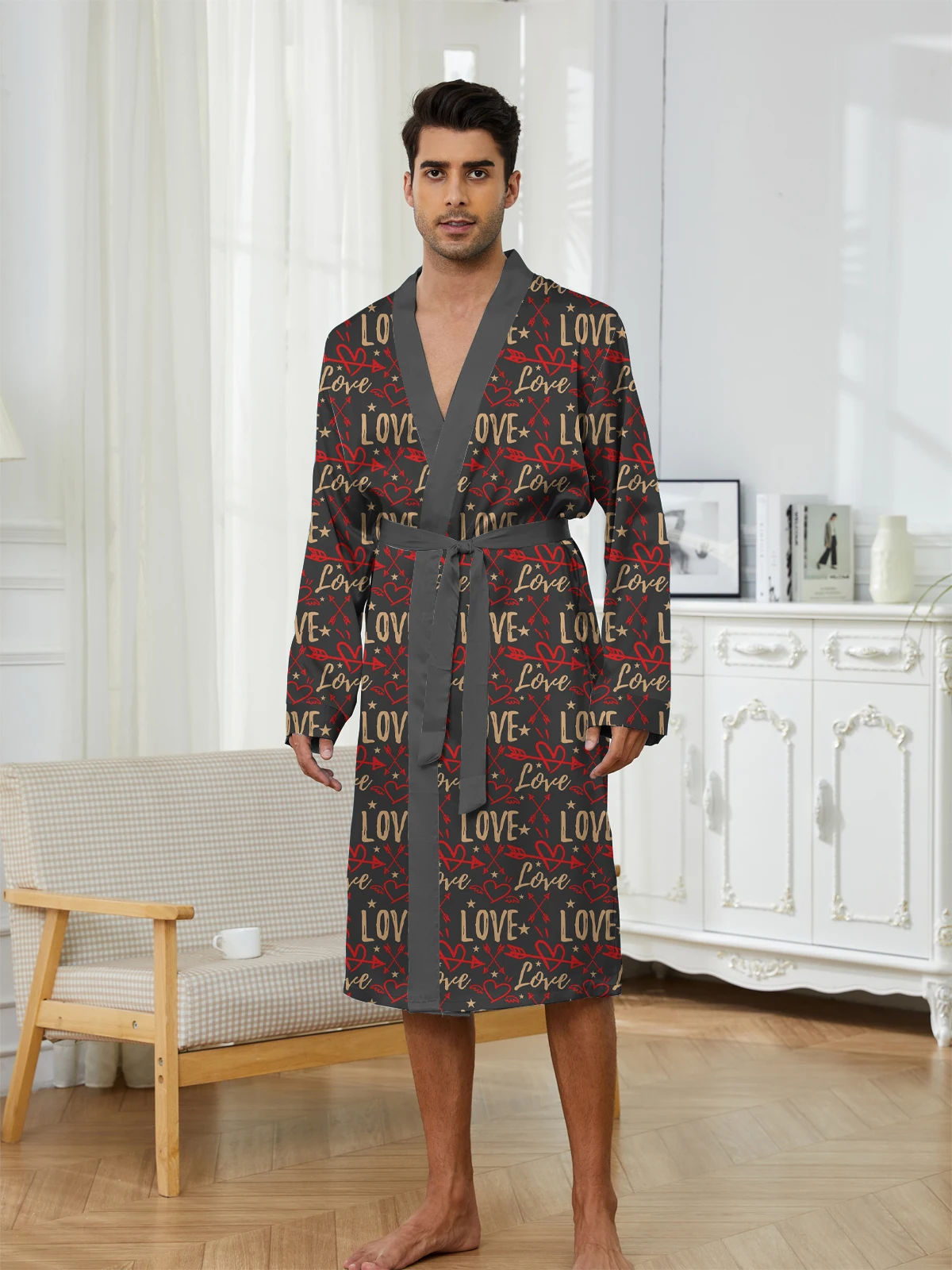 

Men's Shower robe 2025 Spring Sleepwear Bathrobe Men Printing Must-have for Entertainment Autumn Long Nightgown Funny Pajamas
