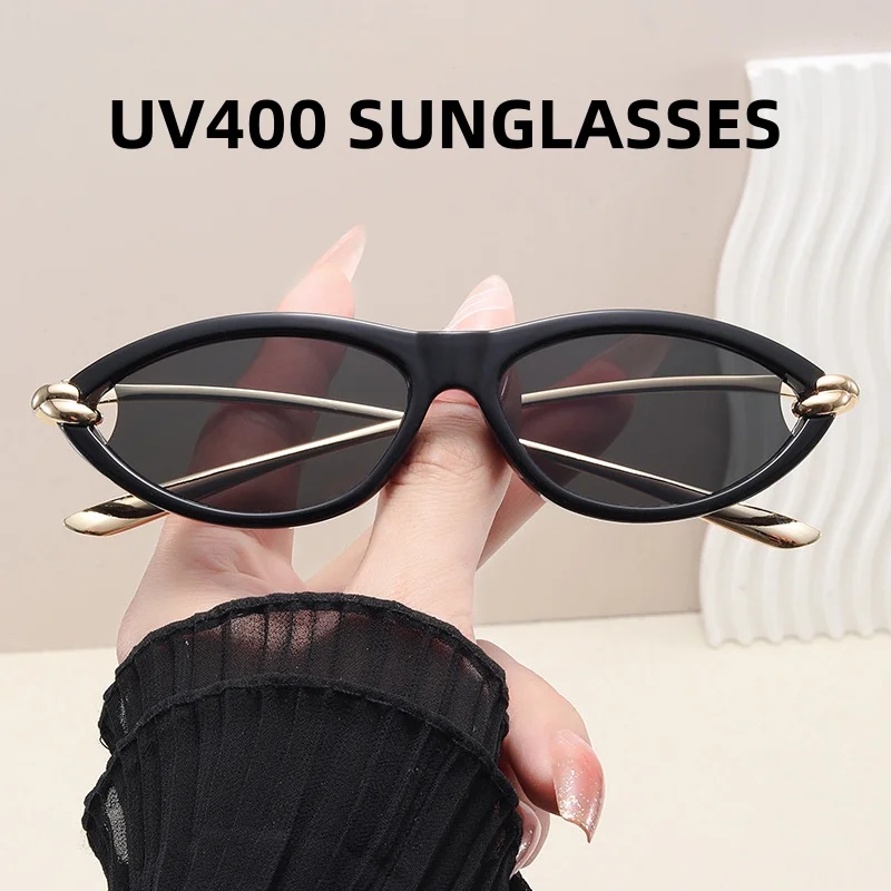 

Fashionable Cat Eye Knot Sunglasses Women's New Oval Frame UV Resistant Glasses Men's Outdoor Driving Travel Beach Sunglasses