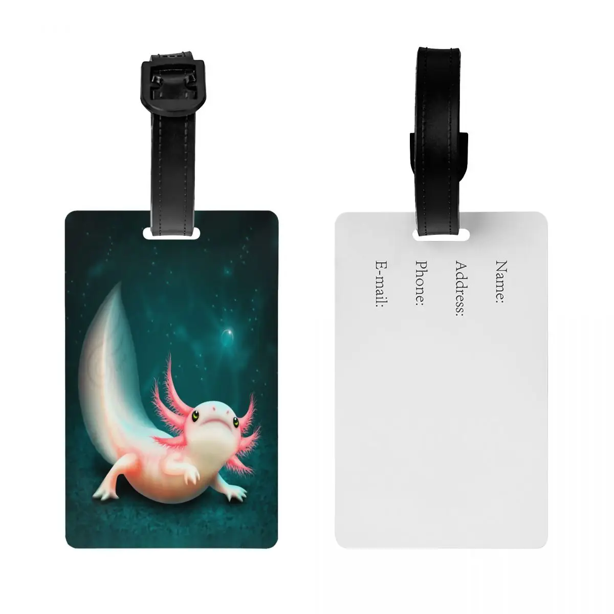 Elegant Axolotl Luggage Tag for Travel Suitcase Salamander Animal Privacy Cover Name ID Card