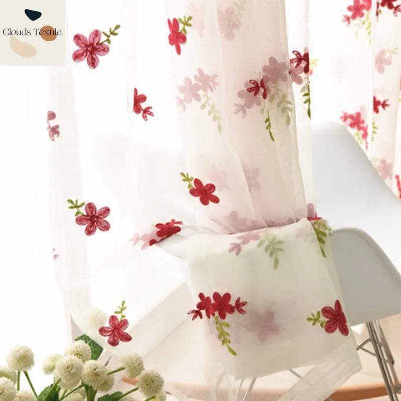 

Wedding Embroidered Curtains Custom Size Curtains for Living Dining Room Bedroom Finished Curtains Korean Fresh Bedroom