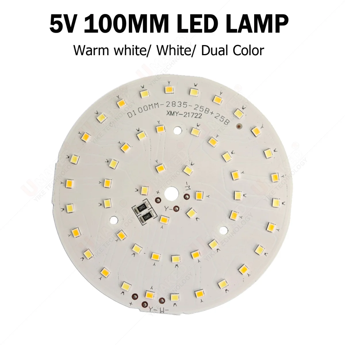 

10 шт., 100 мм, 5 В, светодиодный источник потолочного света, теплый белый цвет, светодиодная лампа SMD, чип-бусина, печатная плата, алюминиевая пластина, плата для USB-читения, настольная лампа