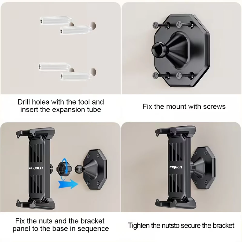 Soporte de pared para tablet, 360 °   Soporte Giratorio para Tablet, Base Resistente, Soporte de Pared para Cocina para 