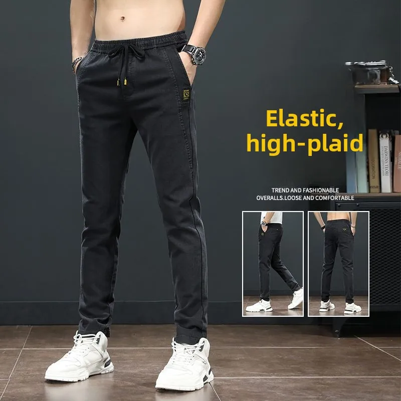 

Loose Fit Casual Men's Jeans Lightweight Stretchy Workwear Trousers Durable Straight Leg Cotton Denim for Autumn Wear