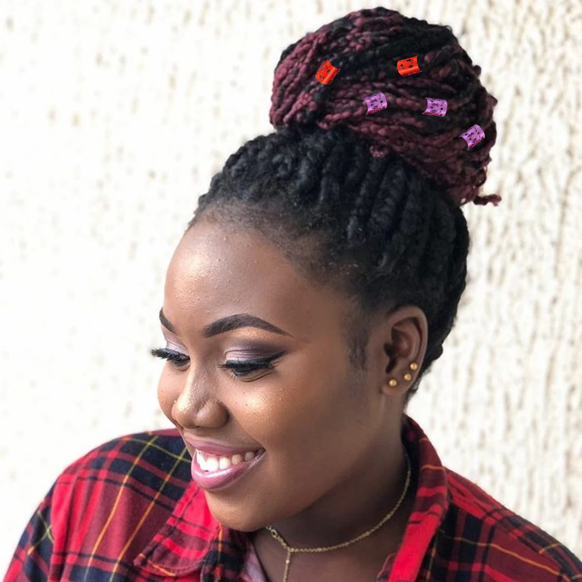 

70 Pcs Dreadlock Ring Hair Cuffs Braiding Beads Crochet Hook Adjustable Lightweight Metal Braid Hair Accessories Set