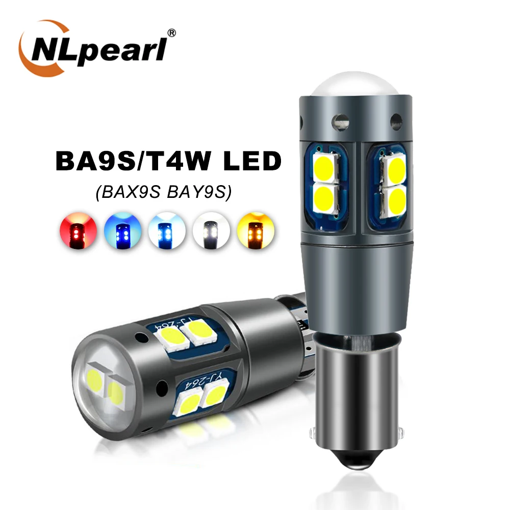 Nlpearl 2x Lampa sygnalizacyjna BA9S T4W Żarówka LED BAX9S BAY9S H21W H6W LED 12V Samochodowa żarówka LED Canbus 3030 Chips Wewnętrzna lampa kopułkowa