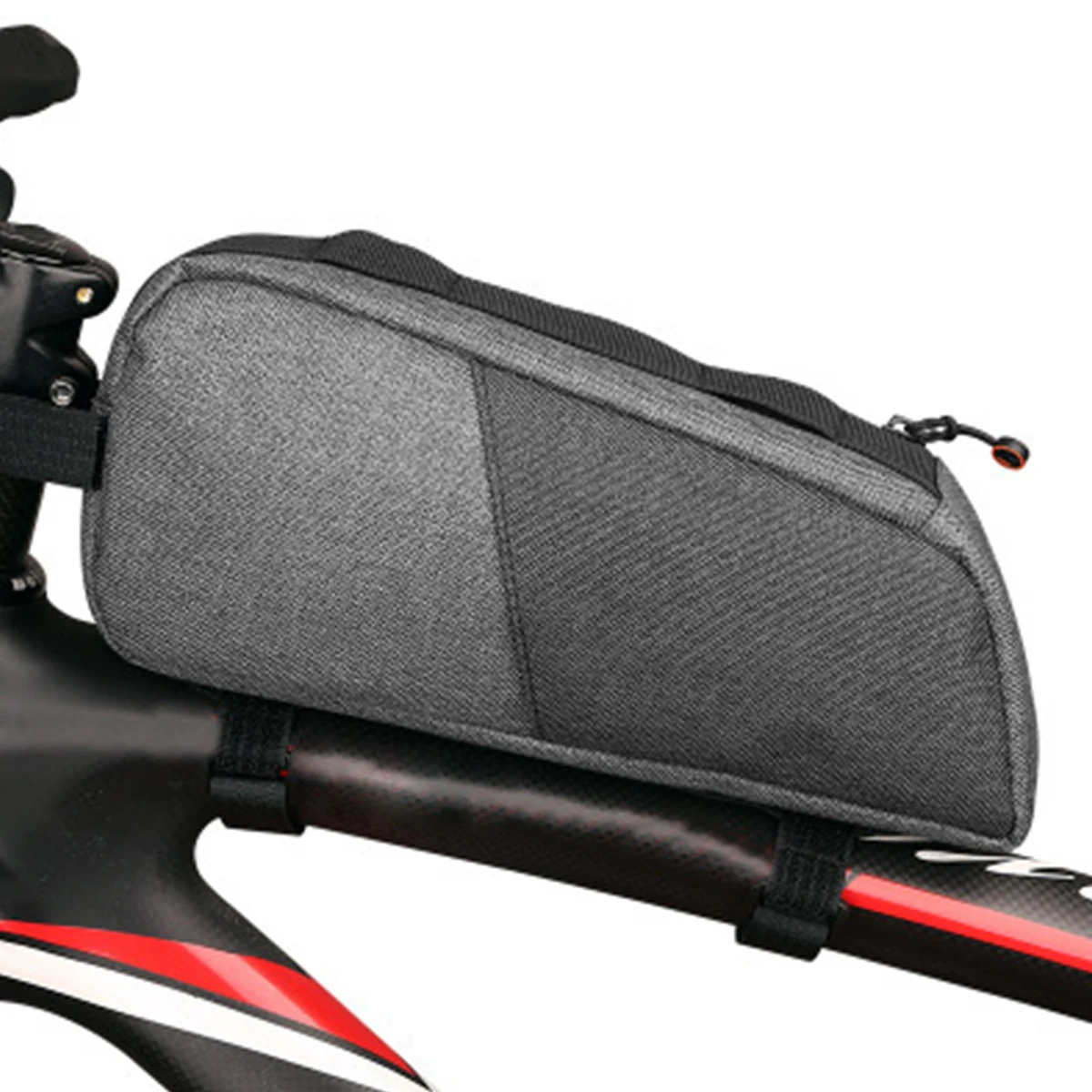 

1pc Bike Front Waterproof Nylon Storage Bag Bike Front Tube Bag Zipper Large Capacity Compatible With Phones Cycling Light