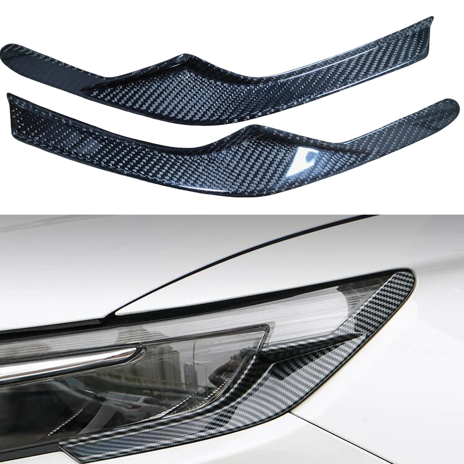 

For Honda CR-V CRV 2023-2024 Headlight Eyebrow Headlamp Eyelid Real Carbon Fiber Front Head Light Lamp Cover Brow Sticker Lid