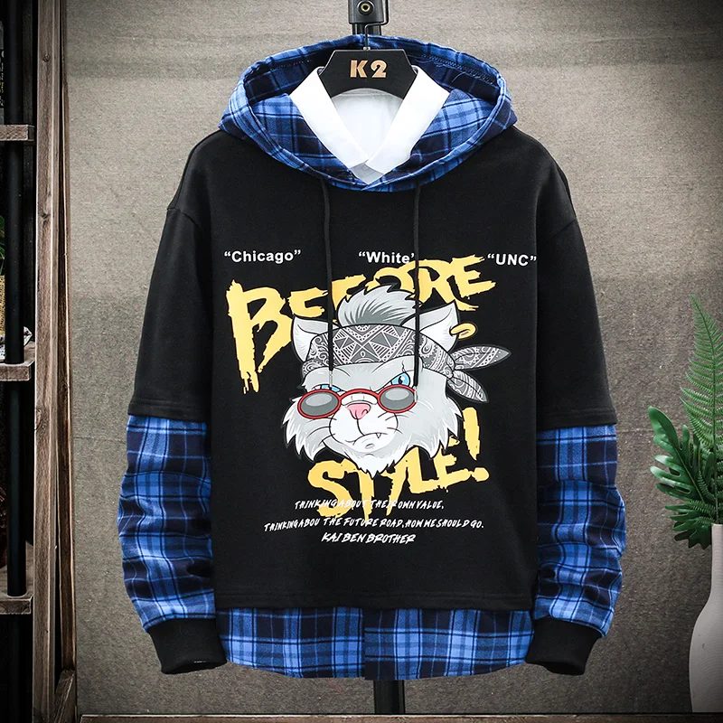 

Spring 2022 New Men's Matching Hoodie Hat Long Sleeve Fashion Trend Versatile Printed Casual Hoodies Men High Quality Sweatshirt