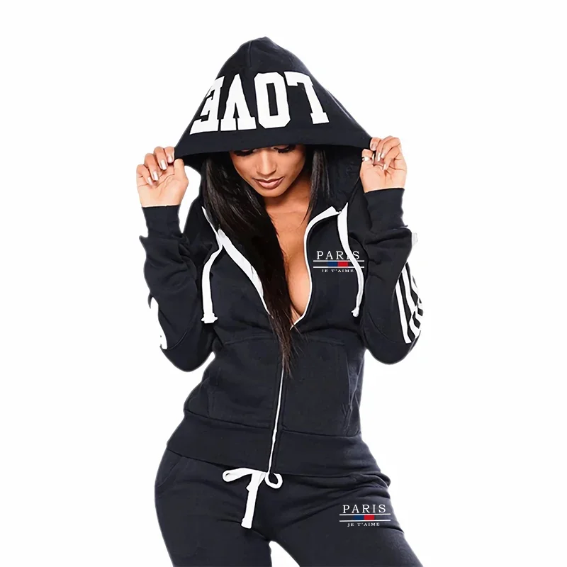 

Paris Fashion Tracksuit for Woman 2025 Autumn Popular Zip-up Hoodie Sweatpants Female Urban Casual Fashion Sportswear 2Piece Set
