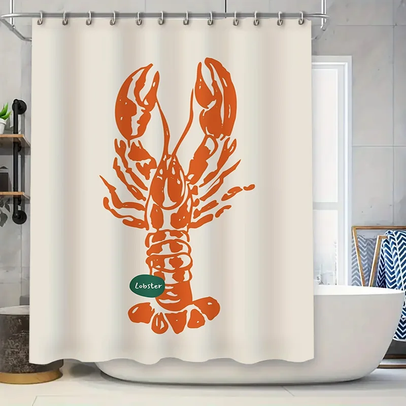 

Декоративная занавеска для душа с дизайном омара, идеально подходящая для ванных комнат