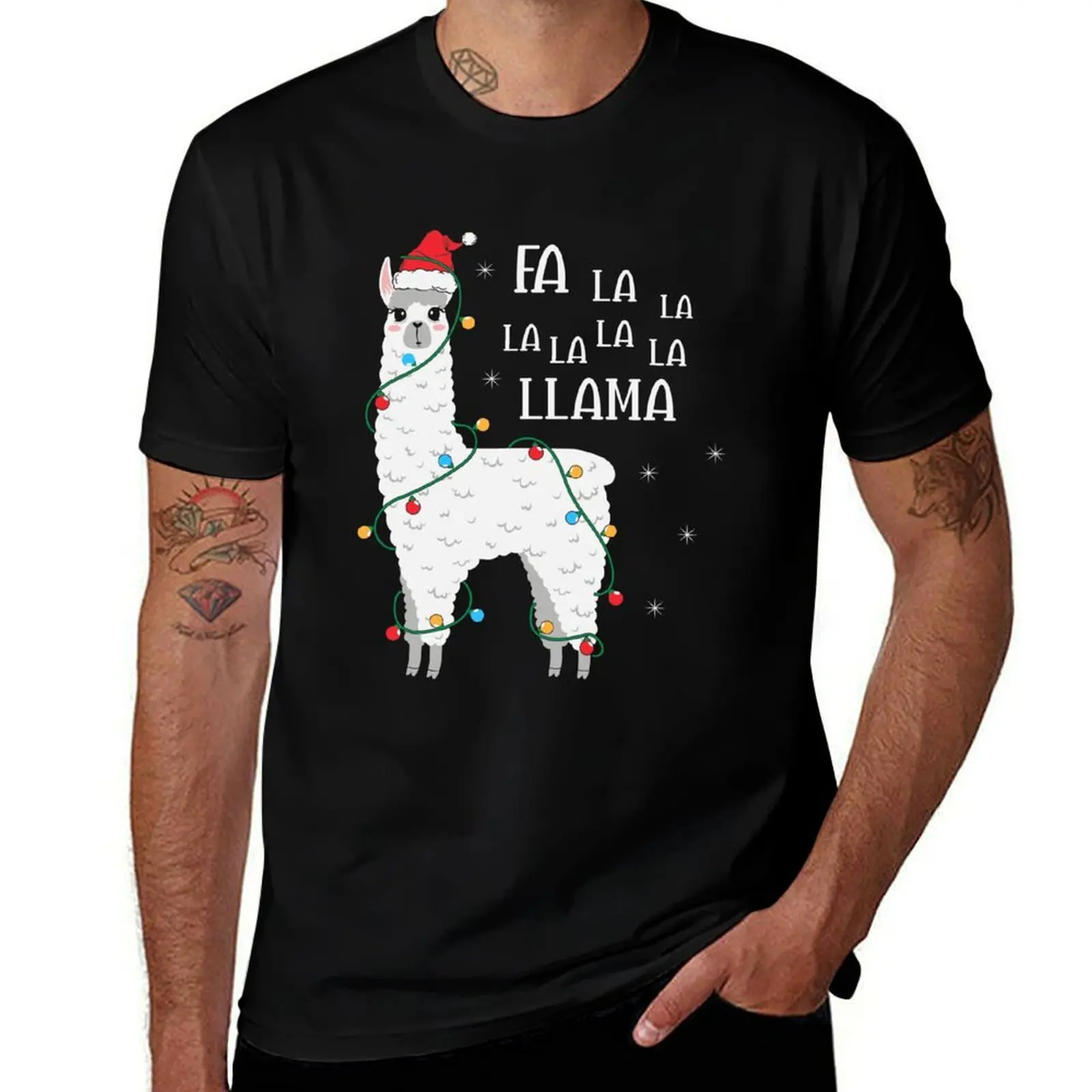 Fa La La Llama Christmas Lllama T-Shirt Plus Size Gym Sports T-Shirt