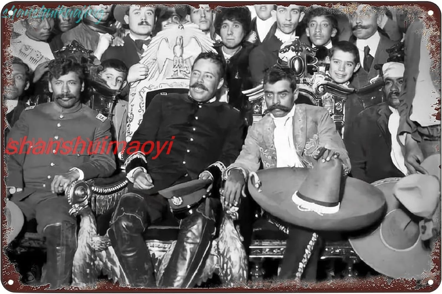 Letreros de Metal Vintage, líderes de la revolución mexicana, Pancho Villa y Emiliano Zapata, cartel de estaño, placa decorativa artística de pared para FGDD