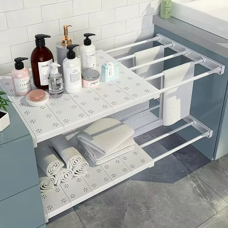 Carbon Steel Material Wardrobe Partition Shelves Multi-Level Rack Nail-Free Extendable Storage Rack Cabinet Shelf Organizer