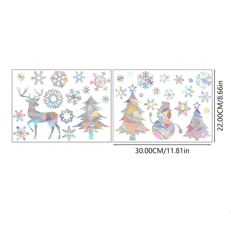 Suncatcher Christmas Snowflake Window Sticker Xmas Tree Snowman Laser Rainbow Wall Decal 2024 New Year Kids Room Home Decoration