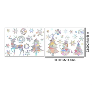 Weihnachten Schneeflockenfenster Aufkleber, Weihnachtsbaum -Schneemann, Laser -Regenbogen -Wandtaste, Neujahr, Kinderzimmer, Heimdekoration, Suncather, 2024 12 Hauptverkaufsaufkleber Arco Iris Fenster - №11