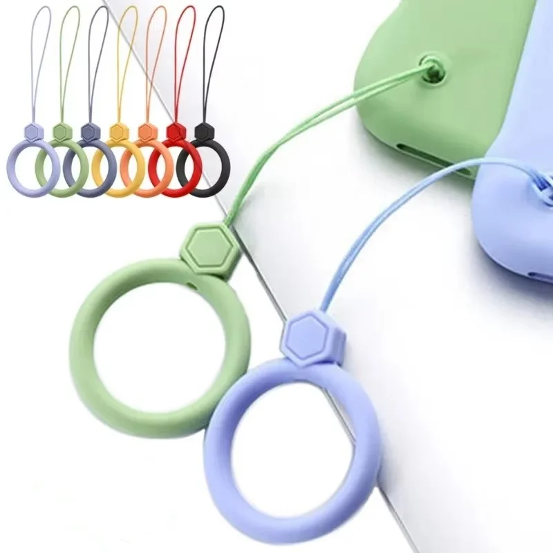 Soft Silicone Wrist Strap Lanyard for IPhone 15 14 Samsung S24 Xiaomi Keychain Lanyards Finger Ring Mobile Phone Hanging Rope