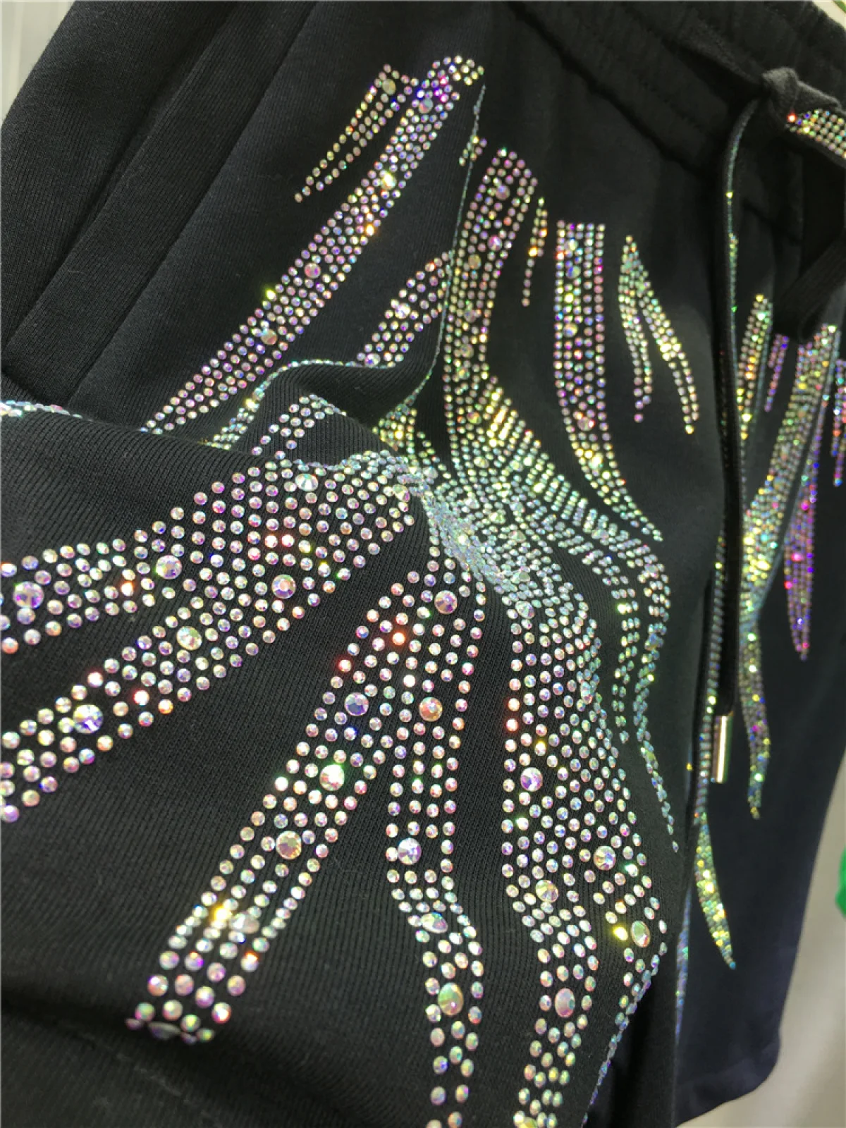 European Styles Shine Rhinestone Sport Shorts for Women Summer Plus Size Black High Waisted Shorts Ladies Korean Fashion 150KG