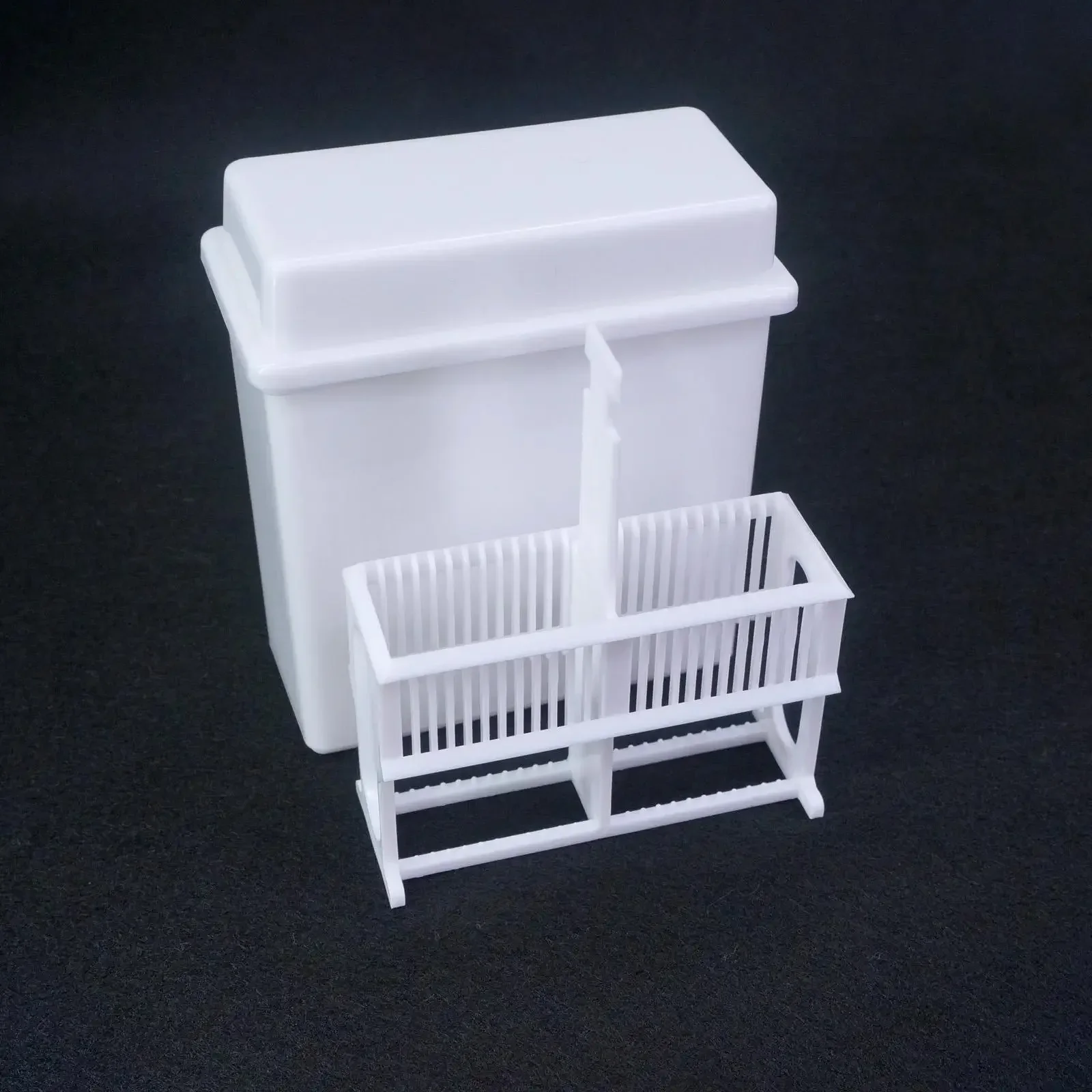 White/Gray PP Staining Rack Jar For 24 Slots Glass Slide Lab Apothecary Chemist view 2
